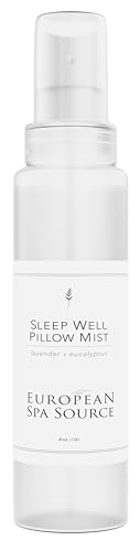 European Spa Source Sleep Well Eucalyptus + Lavender Pillow Mist Spray for Aromatherapy, at Home Spa Experience, Tension R...