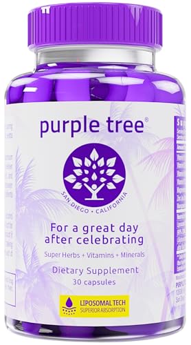 purple tree Post-Celebration Wellness Supplement for Liver Support & Hydration | Liposomal Dihydromyricetin (DHM), L-Gluta...
