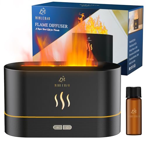 Flame Diffuser Mist Humidifier Aromatherapy Diffuser with Waterless Auto-Off Protection for Spa Home Yoga Office(Black)