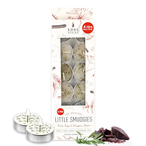 SOUL STICKS 12 Pack Little Smudgies Tealight Candles Smudge Candle for Cleansing House, Meditation, Chakra Healing | Made ...