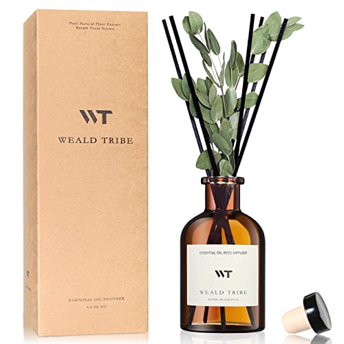 WEALD TRIBE Flower Reed Diffuser Set Eucalyptus & Lavender Scent For Bathroom Accessories Shelf Decor & Air Fresheners, St...