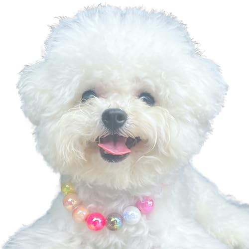 Kepudengen Dogs necklace,Pet Fashion Necklace, Colorful Beaded Necklace,Pet Jewelry,Vibrant Candy-Colored Pet Jewelry Neck...