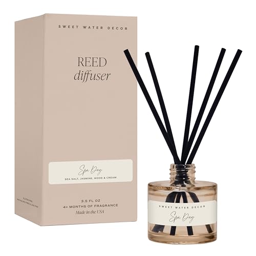 Sweet Water Decor Spa Day Reed Diffuser – Room Decor Aesthetic with Long-Lasting Premium Fragrance of Sea Salt, Jasmine, W...