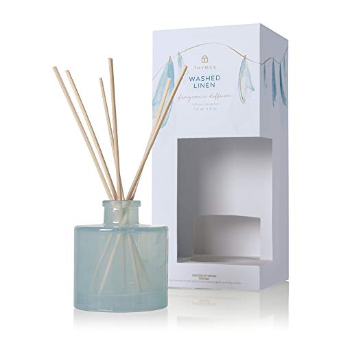 Thymes Petite Reed Diffuser Set – Includes Rattan Wood Sticks, Fragrance Oil, & Glass Bottle – Home Fragrance Oil Diffuser...
