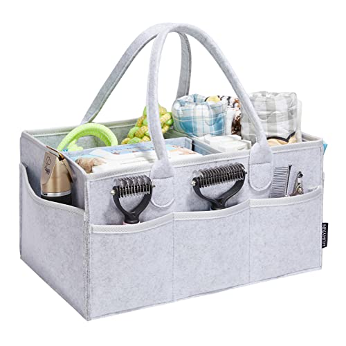 HUHYNN Pet Grooming Tote, Dog Grooming Supplies Organizer, Travel Outdoor (Bag ONLY) (Sliver Grey)