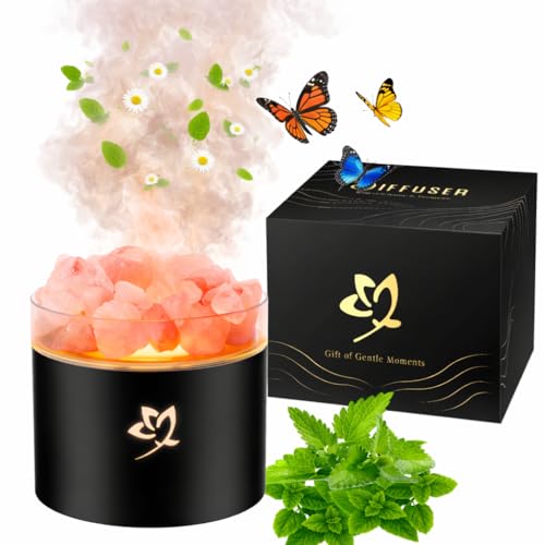 Essential Oil Diffuser - Black Himalayan Salt Lamp Diffuser for Bedroom Yoga Hotel SPA - 7 Colors LED with Peaceful Sleep...