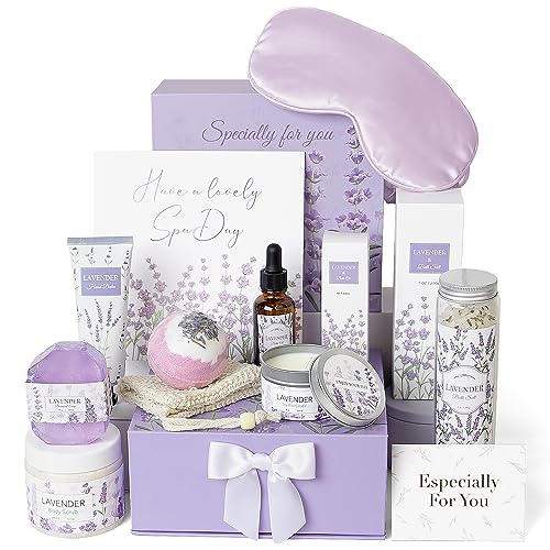 Frerdui Lavender Spa Gifts Set, 11 Pcs Bath Gift Set for Women, Relaxing Spa Gifts, Home Spa Products, Birthday Gifts for ...
