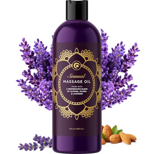 Aromatherapy Sensual Massage Oil for Couples - Relaxing Lavender Massaging Oil for Massage Therapy with Vitamin E Jojoba &...