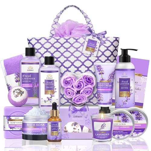 Gift for Women, Spa Gift Baskets for Women - 17pcs Lavender Sets with Body Lotion, Bubble Bath, Relaxing Bath Sets, Birthd...