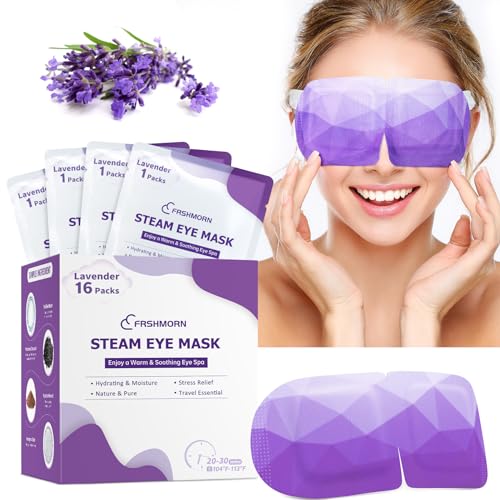 FRSHMORN 16 Packs Steam Eye Mask, Heated Eye Mask for Sleeping, Warm Compress for Eyes, Self Heating Disposal Steam Mask f...