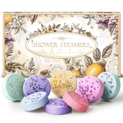 Psnli Shower Steamers Aromatherapy Stocking Stuffers 8 Scents, Christmas Gifts for Women Elegant Packaging Birthdays Gifts...