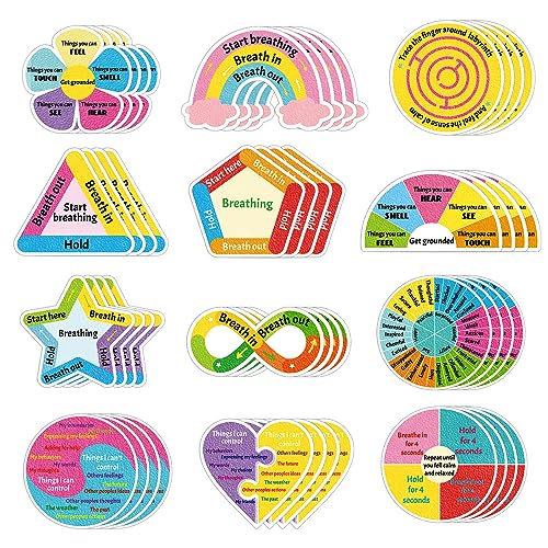 96 Pcs Breath Calm Anxiety Sensory Stickers Reusable Mindfulness Stickers Calming Strips Adhesive Sensory Strips for Schoo...