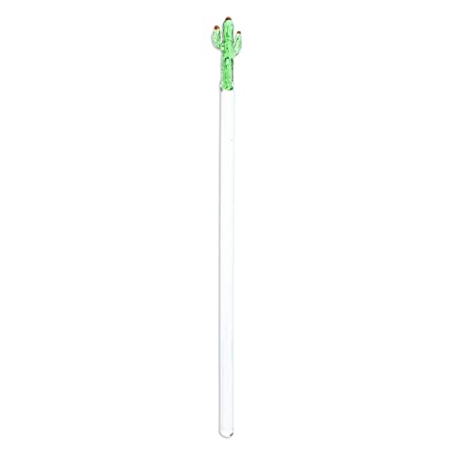 NOVICA Artisan Handmade Recycled Glass Cocktail Stirrer Mexican with Cactus Green Mexico Tableware Barware Accessories Han...