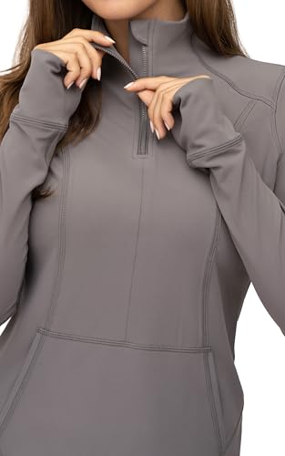 Yogalicious Half Zip Lightweight Workout Long Sleeve Athletic Jacket with Front Pockets and Thumbholes