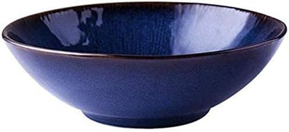 OGMOYT Pasta Bowls Ceramic Bowl - Indigo 19cm Salad Serving Bowl Artisan Tableware Cereal Bowls Size: 19x6.5cm Salad Bowls，