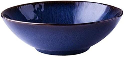OGMOYT Pasta Bowls Ceramic Bowl - Indigo 19cm Salad Serving Bowl Artisan Tableware Cereal Bowls Size: 19x6.5cm Salad Bowls，