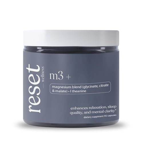 RESET WELLNESS M3+ | Magnesium Supplement with Citrate, Glycinate, Malate + L-Theanine & Vitamin B6 | Sleep, Relaxation & ...