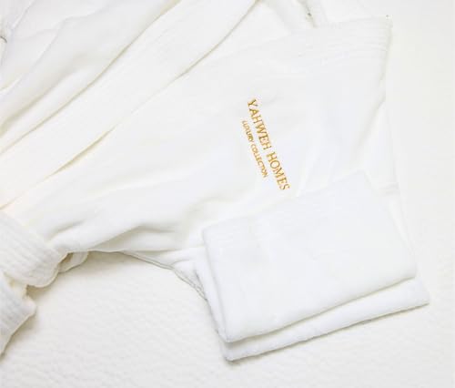 YAHWEH HOMES LUXURY COLLECTION Spa Robe – 100% Organic Cotton, Unisex Shawl Collar, One Size, Absorbent Terry, Belt & Deep...