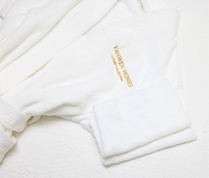 YAHWEH HOMES LUXURY COLLECTION Spa Robe – 100% Organic Cotton, Unisex Shawl Collar, One Size, Absorbent Terry, Belt & Deep...