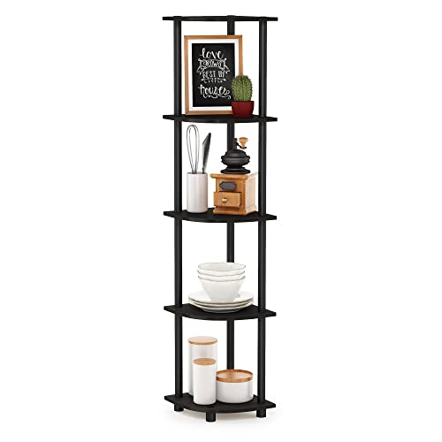 Furinno TURN-N-TUBE Corner Shelf, 5-Tier Corner Bookshelf, Open Storage Shelves, for Organization and Storage, Living Roo...