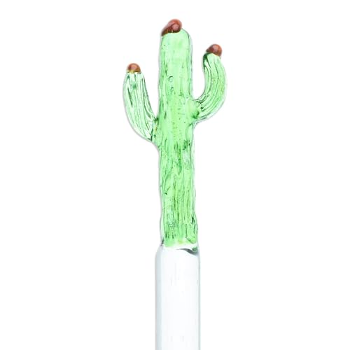 NOVICA Artisan Handmade Recycled Glass Cocktail Stirrer Mexican with Cactus Green Mexico Tableware Barware Accessories Han...