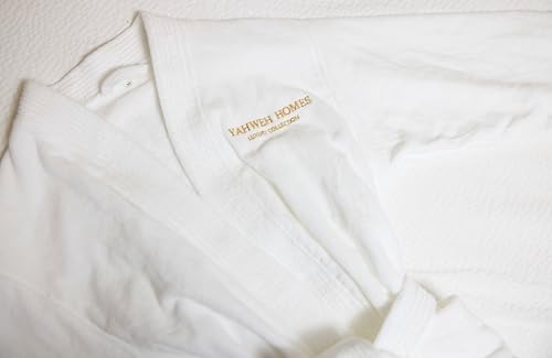 YAHWEH HOMES LUXURY COLLECTION Spa Robe – 100% Organic Cotton, Unisex Shawl Collar, One Size, Absorbent Terry, Belt & Deep...