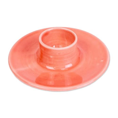 NOVICA Artisan Handmade Ceramic Salt Rimmer Multiuse Colorful Summer from Morocco Pink Tableware Barware 'Fiesta Time'