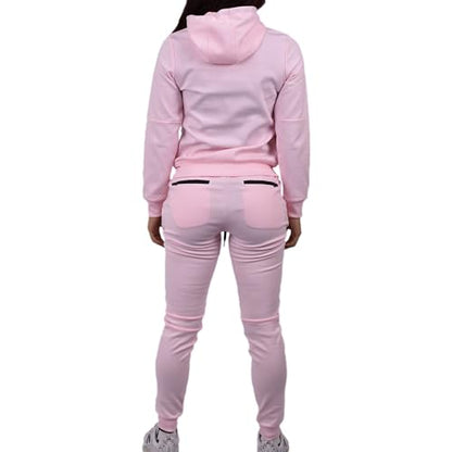 RIFLESSI Women's Athletic Sports Casual 2 Piece Solid Color Tracksuit Hoodie Jogger Pants Sweatsuit Set
