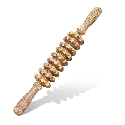 Deston Wooden Massager Handheld Roller Trigger Point Massager Stick for Fascia, Cellulite, Muscle & Abdomen , Body Therapy...
