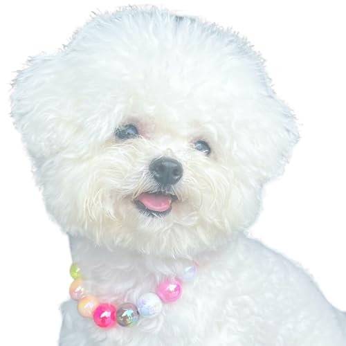 Kepudengen Dogs necklace,Pet Fashion Necklace, Colorful Beaded Necklace,Pet Jewelry,Vibrant Candy-Colored Pet Jewelry Neck...