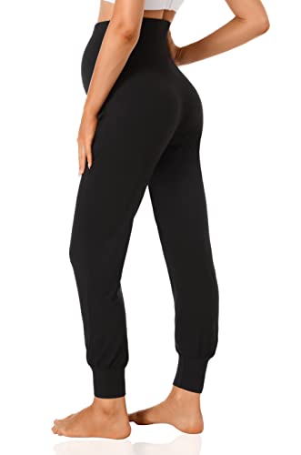 V VOCNI Women's Maternity Pants Maternity Activewear Jogger Track Cuff Sweatpants Over The Belly Stretchy Pregnancy Pants
