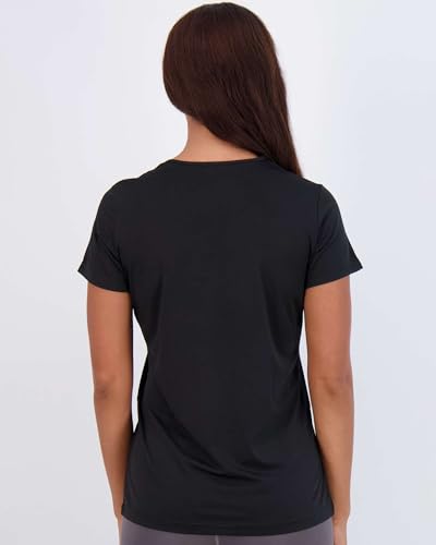 Real Essentials 5 Pack: Women's Short Sleeve T-Shirts Workout Tops Fitness Pilates Gym Activewear Athletic (Plus Available)
