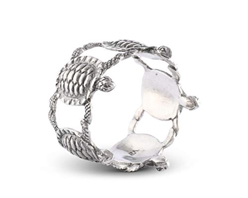 Vagabond House Sea Turtle Napkin Rings Ocean Tableware (Sold as Single Ring) Artisan Crafted Designer Ring 2.25 inch Diameter