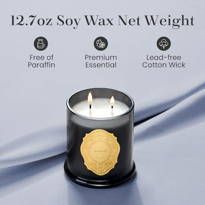 M&SENSE Santal Candles for Home Scented, 2 Wick 12.7oz Soy Wax Candles Non Toxic,70 Hours Long Burning,Christmas Candles G...