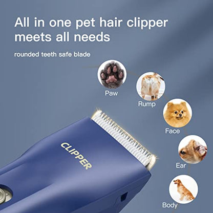 Grimgrow Dog Grooming Kit Clipper for Thick Coat Low Noise Cordless Cat Hair Trimmer Rechargeable Shaver Pet Grooming Tool...