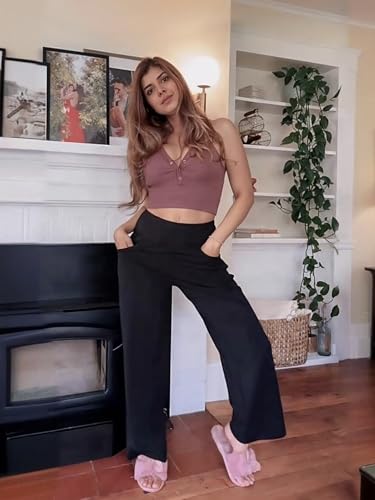 ESOFT Wide Leg Pants Women High-Waisted Yoga Work Dress Pants with Pockets, Casual Sweatpants, Petite/Regular