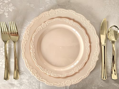 " OCCASIONS " 40 Plates Pack, Disposable Vintage Wedding Party Plastic Plates (7.5'' Appetizer/Dessert Plate, Verona in Bl...