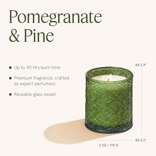 LA JOLIE MUSE Christmas Candles | Pine & Pomegranate Candle | Lemon, Pomegranate & Pine | 6 oz Natural Soy Wax | 40 Hours ...
