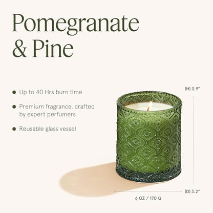 LA JOLIE MUSE Christmas Candles | Pine & Pomegranate Candle | Lemon, Pomegranate & Pine | 6 oz Natural Soy Wax | 40 Hours ...
