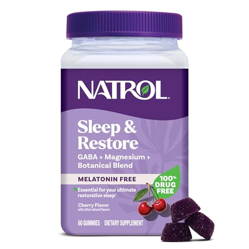 Natrol Sleep & Restore Magnesium Glycinate Blend Gummies, Magnesium for Sleep Aids for Adults, Melatonin-Free, Cherry Flav...