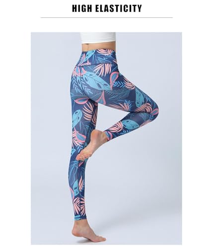 Women Yoga Pants High Waist Printed Workout Tights Slim Fit Activewear Leggings with Tummy Control and Stretch Design