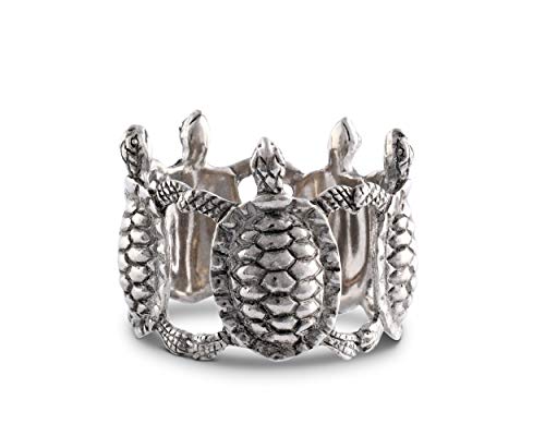 Vagabond House Sea Turtle Napkin Rings Ocean Tableware (Sold as Single Ring) Artisan Crafted Designer Ring 2.25 inch Diameter
