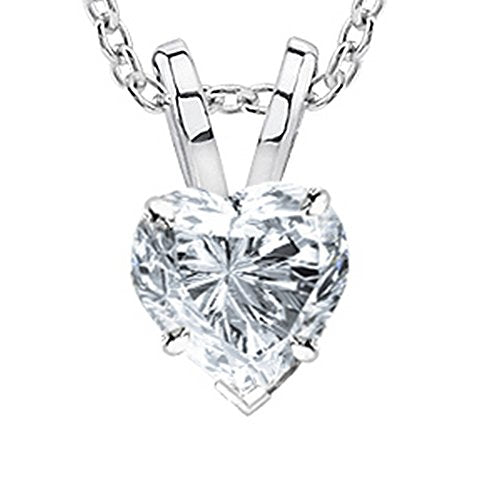 1/2-2 Carat 14K White Gold GIA Certified Heart Cut Diamond Pendant Necklace Luxury Collection (D-E Color, VS1-VS2 Clarity)