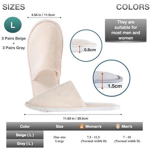 OSTADARRA 6-10 Pairs Spa Slippers, Non Slip Disposable Slippers For Guest, Washable Reusable, Which Can Be Used As Women M...