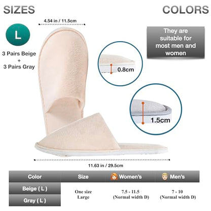 OSTADARRA 6-10 Pairs Spa Slippers, Non Slip Disposable Slippers For Guest, Washable Reusable, Which Can Be Used As Women M...