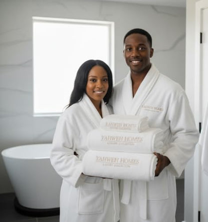 YAHWEH HOMES LUXURY COLLECTION Spa Robe – 100% Organic Cotton, Unisex Shawl Collar, One Size, Absorbent Terry, Belt & Deep...