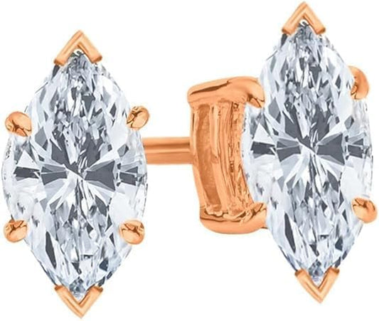 Houston Diamond District 0.5 to 6 Carat IGI Certified LAB-GROWN Diamond Earrings 4 Prong Screw Back Luxury Collection (D-E...