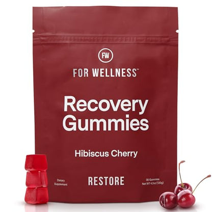 For Wellness Recovery Gummies Restore | Tart Cherry Energy Supplements with Electrolytes for Muscle Soreness, Post-Workout...