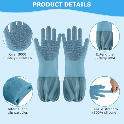 Senquoyn Dog Washing Gloves | Pet Grooming Gloves | Extra Long Arms (17.3") for Cats & Dogs | Massage & Hair Removal Pet G...