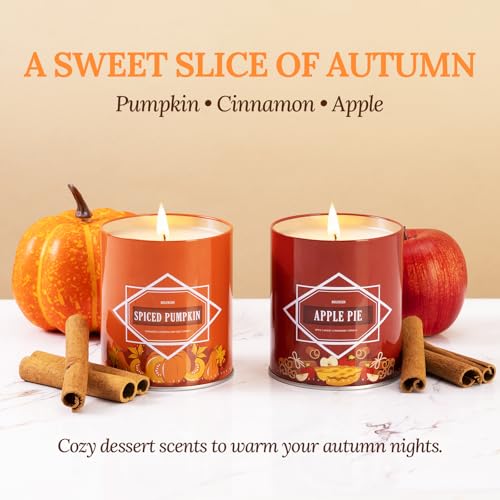 Fall & Winter Candles Gift Set – 54oz (6×9oz) Soy Candles with Seasonal Scents: Cinnamon Clove, Spice Pumpkin, Hot Cocoa, ...